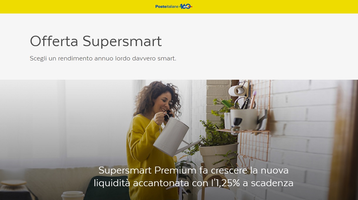 Attiva l'offerta Supersmart Premium di Poste Italiane e ottieni un tasso del  3% annuo lordo sulla nuova liquidità