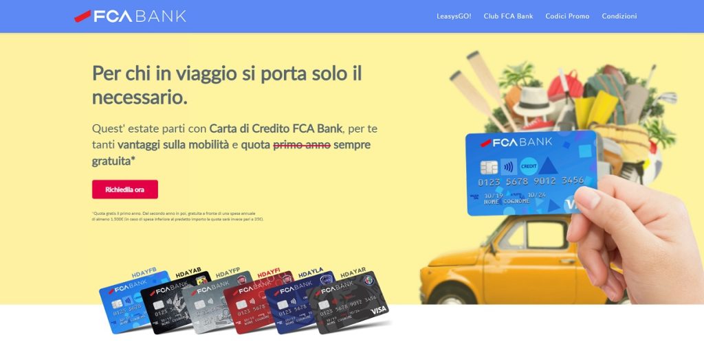 carta di credito fca bank codici promozionali