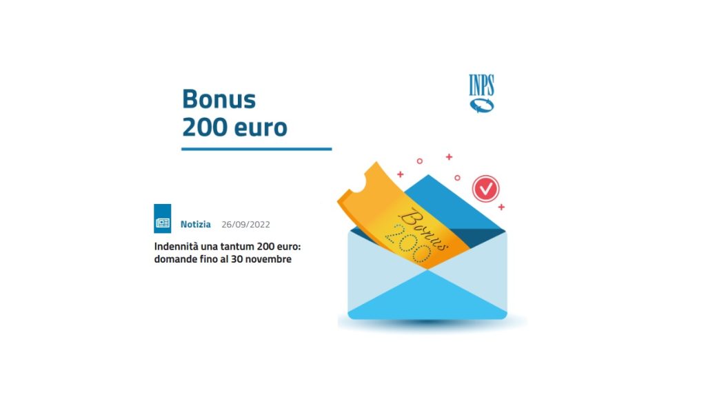 Bonus 200 euro e 150 euro per partite Iva: domanda disponibile sul sito Inps