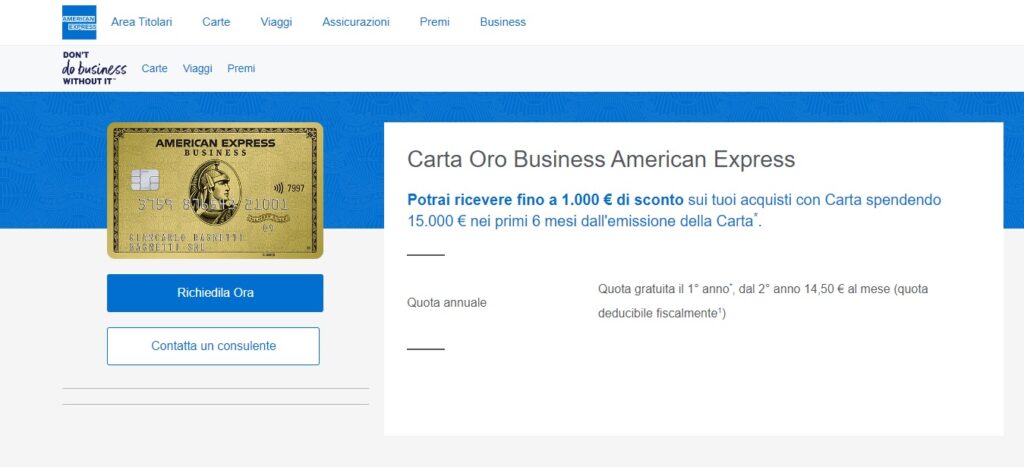 carta Oro American Express Business