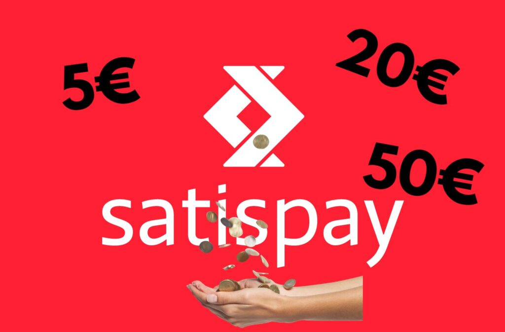 logo satispay e mano che raccoglie monete