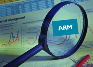 lente con grafici e logo Arm