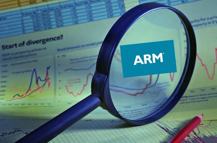 lente con grafici e logo Arm