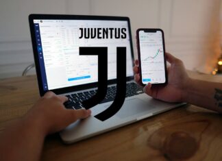 grafici trading e logo Juve