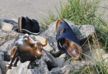 sandali Birkenstock e toro di Wall Street