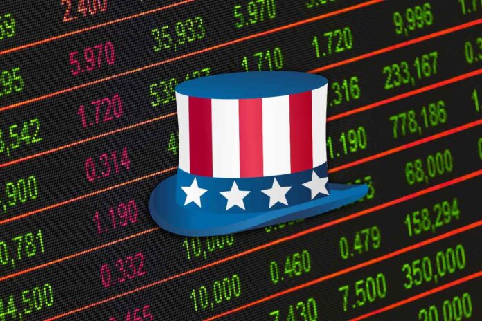IPO Usa Wall Street listino borsa e cappello con bandiera Usa