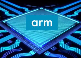 un microchip e il logo di ARM