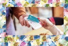 pagamento con mypos e cornice con banconote