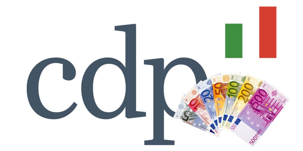 logo della Cassa Depositi e Prestiti con soldi