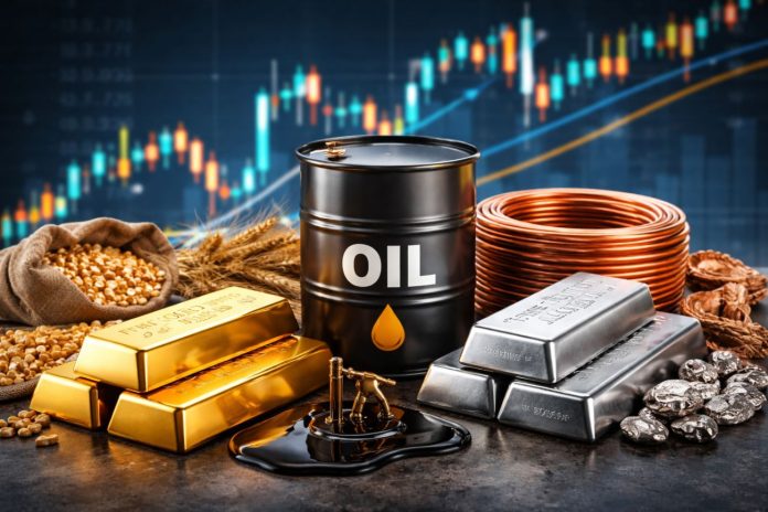 grafico a candele e materie prime