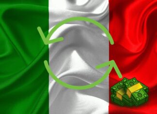 bandiera Italia con simbolo di scambio