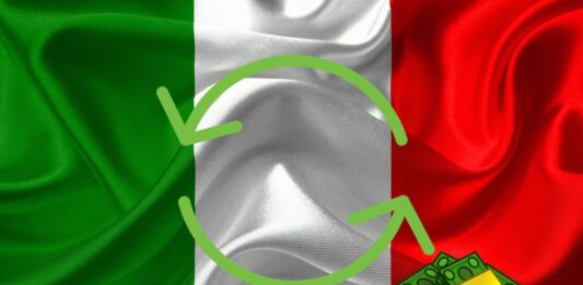 bandiera Italia con simbolo di scambio