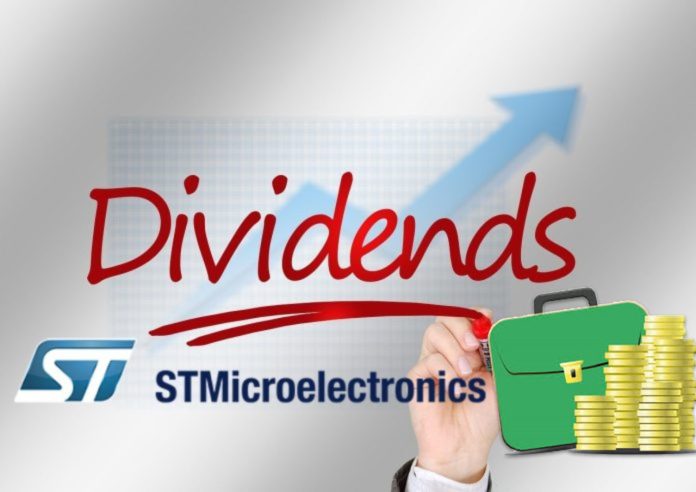 logo di STM, grafico e valigia con soldi