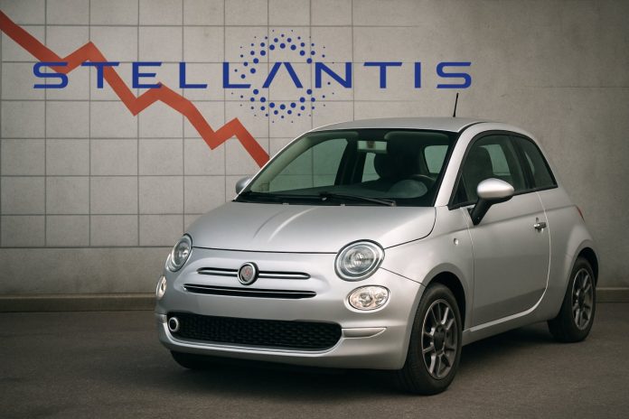 azioni stellantis certificato auto Fiat e grafico al ribasso