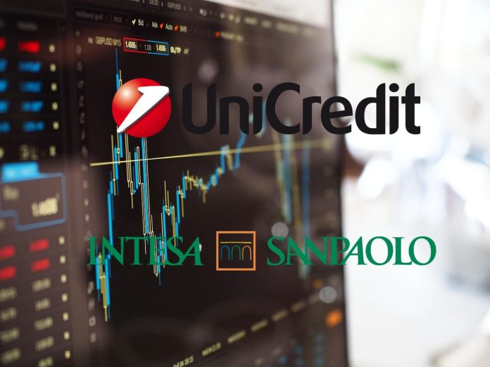 certificato BBVA grafico di borsa e loghi di Unicredit e Intesa Sanpaolo