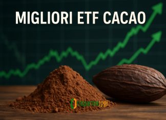 noce di cacao e grafico al rialzo