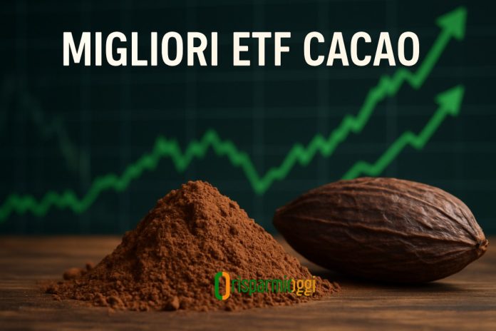 noce di cacao e grafico al rialzo