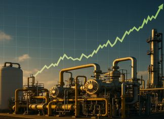 impianto gas e grafico di rialzo