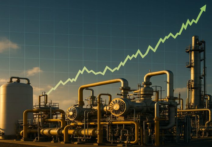 impianto gas e grafico di rialzo