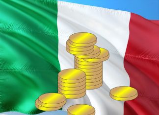 bandiera Italia e monete