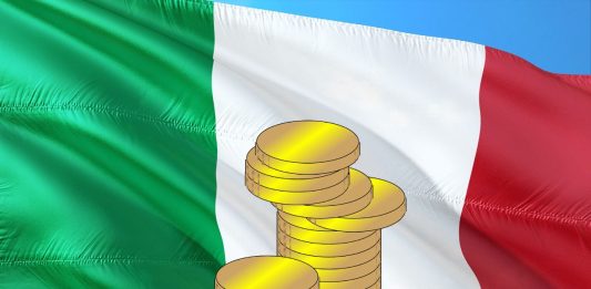 bandiera Italia e monete
