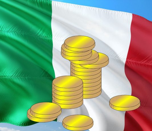 bandiera Italia e monete