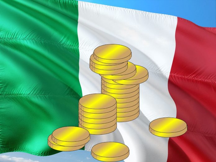 bandiera Italia e monete