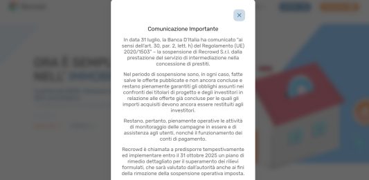 recrowd sospesa banca d'Italia