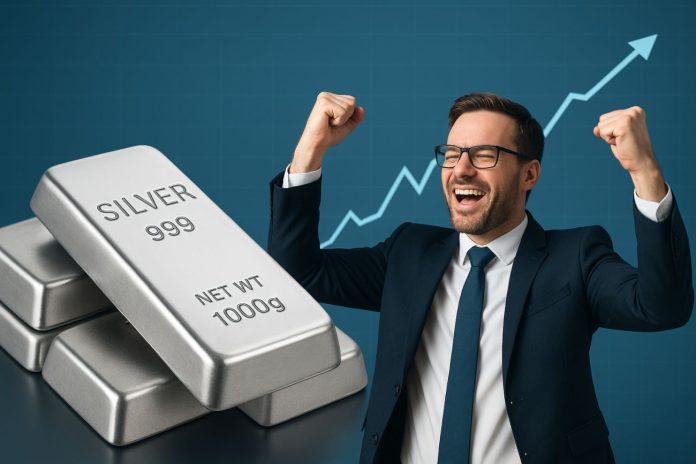 ETF argento lingotti argento e investitore felice