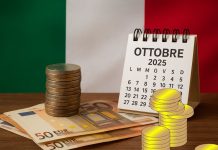 BTP, BOT, BTP Valore, Short e BTP€i: tutta l’agenda di ottobre 2025 calendario aste, soldi in primo piano e bandiera Italia sullo sfondo