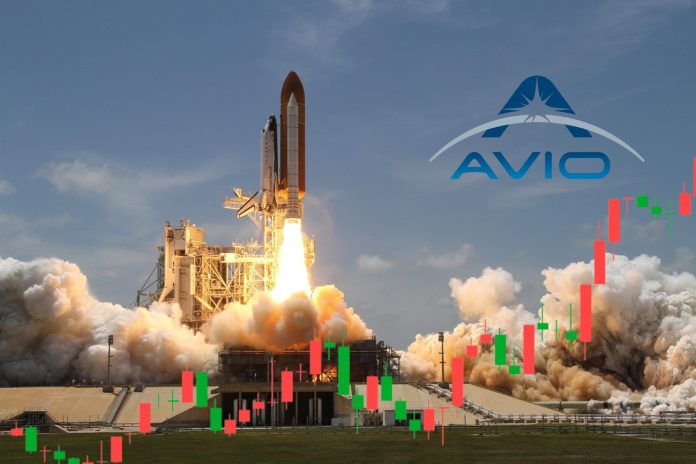 avio rally razzo a propulsione con grafico di borsa