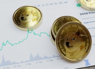 monete Dogecoin e grafico