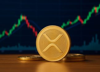 moneta XRP e grafico di borsa