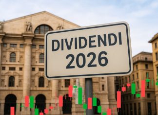 ingresso borsa di Milano con cartello dividendi