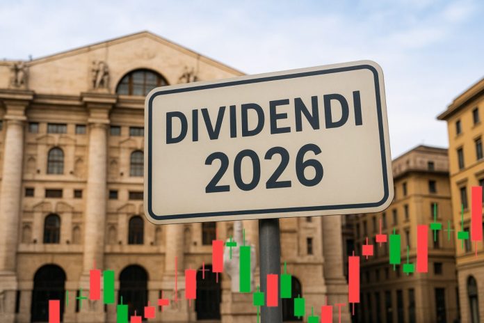 ingresso borsa di Milano con cartello dividendi