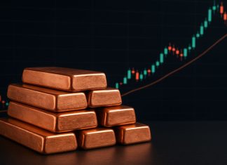 lingotti di rame e grafico a candele