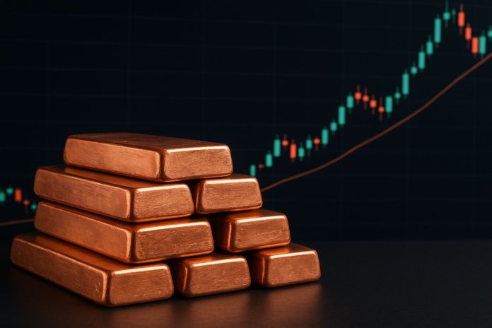 lingotti di rame e grafico a candele