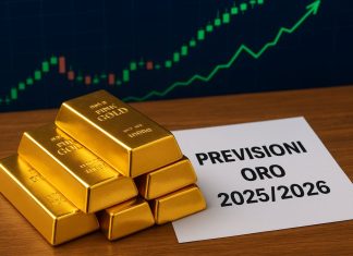 lingotti oro e grafico al rialzo