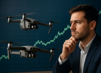 droni e grafico di borsa
