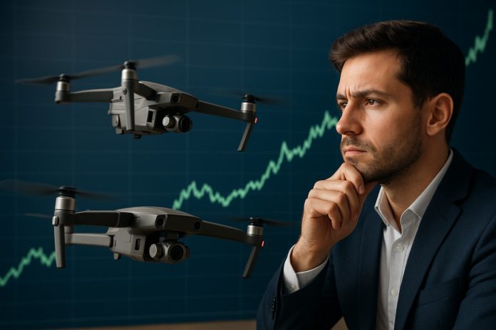 droni e grafico di borsa