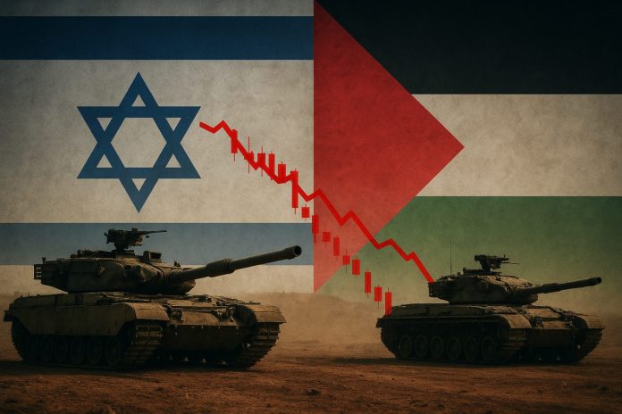 Israele Hamas bandiera Israele e Palestina e carri armati