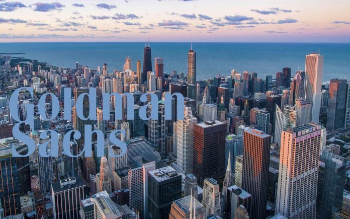 goldman sachs grattacieli finanziari e logo di Goldman Sachs