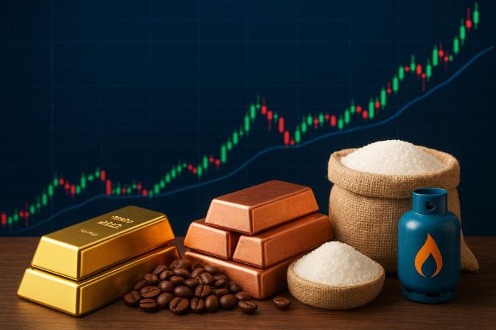 materie prime varie materie prime e grafico al rialzo