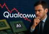 Azioni Qualcomm: scattano realizzi, massimi storici sfumati. Cosa fare adesso? logo di Qualcomm e chip AI