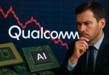 logo di Qualcomm e chip AI