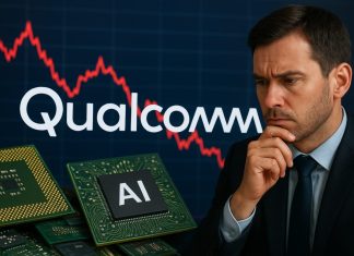 logo di Qualcomm e chip AI