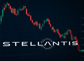 logo Stellantis e grafico a candele