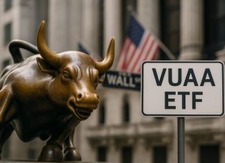 toro di Wall Street e cartello VUAA