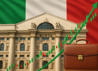 borsa di Milano e grafico al rialzo