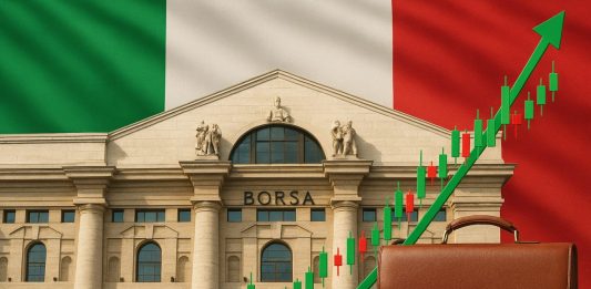 borsa di Milano e grafico al rialzo